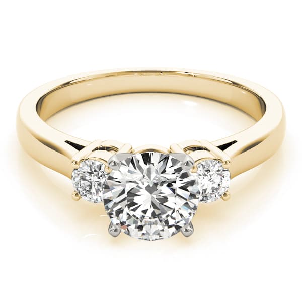 3-Stone Round Engagement Ring, style 81984, On hand view in yellow gold