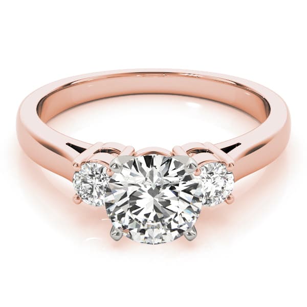 3-Stone Round Engagement Ring, style 81984, On hand view in rose gold