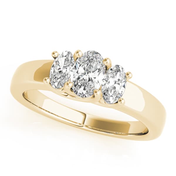 3 Stone Oval Engagement Ring, style 81985, Front view in yellow gold
