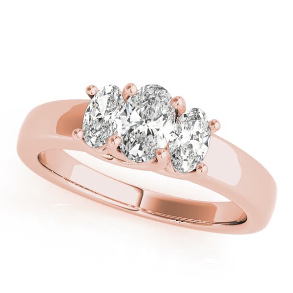 3 Stone Oval Engagement Ring, style 81985, Front view in rose gold