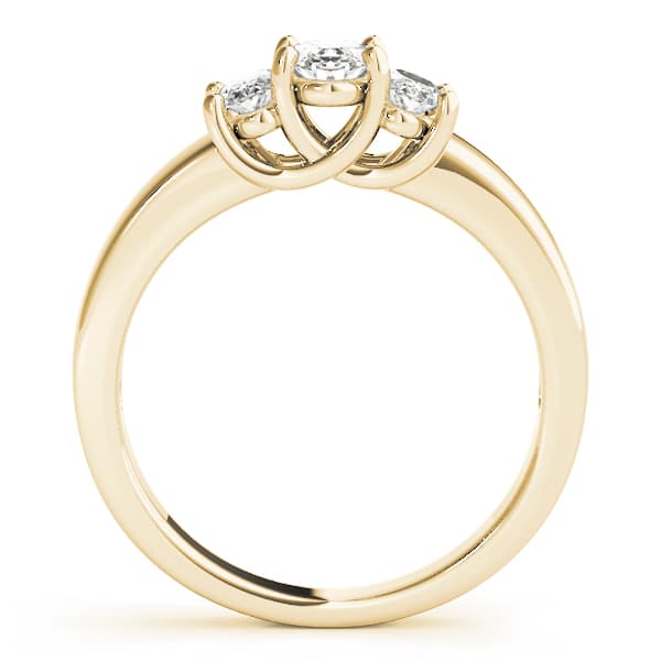 3 Stone Oval Engagement Ring, style 81985, Side view in yellow gold