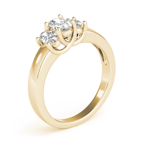 3 Stone Oval Engagement Ring, style 81985, Top view in yellow gold