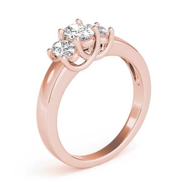 3 Stone Oval Engagement Ring, style 81985, Top view in rose gold