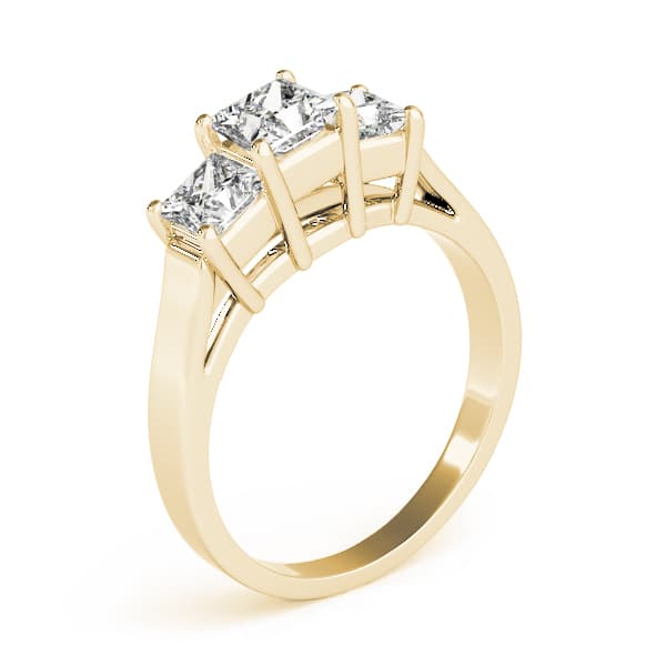 3 Stone Princess Engagement Ring, style 81987, Top view in yellow gold