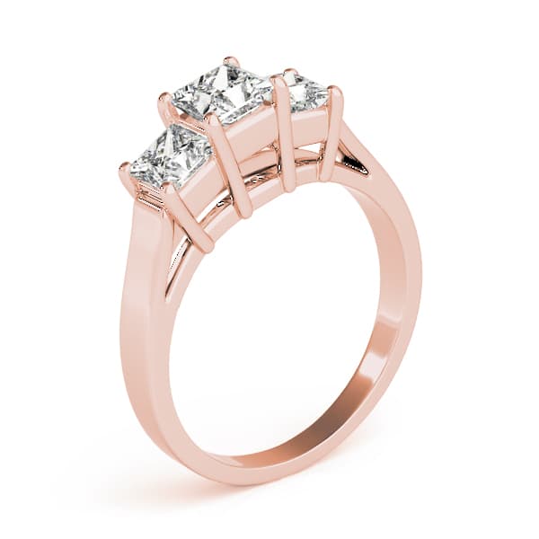 3 Stone Princess Engagement Ring, style 81987, Top view in rose gold