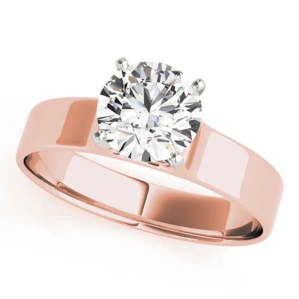 Solitaire Cathedral Engagement Ring, style 81990, Front view in rose gold