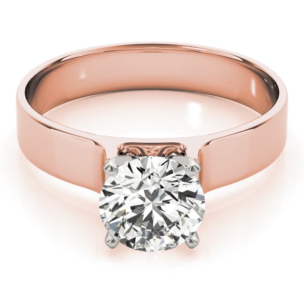 Solitaire Cathedral Engagement Ring, style 81990, On hand view in rose gold