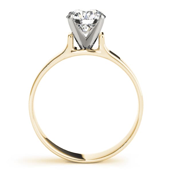 Solitaire Cathedral Engagement Ring, style 81990, Side view in yellow gold