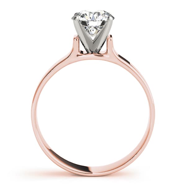 Solitaire Cathedral Engagement Ring, style 81990, Side view in rose gold