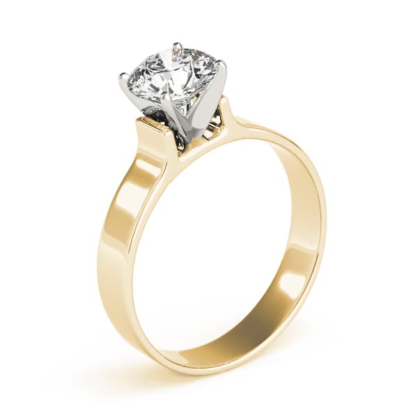 Solitaire Cathedral Engagement Ring, style 81990, Top view in yellow gold