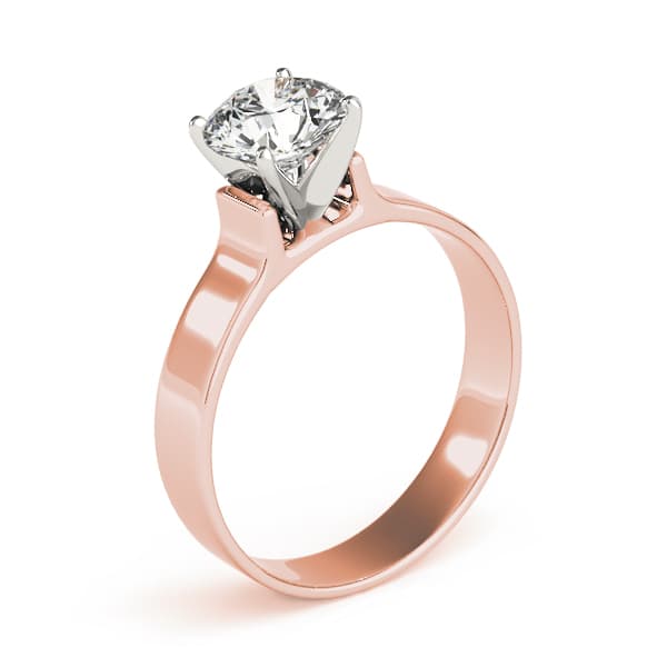 Solitaire Cathedral Engagement Ring, style 81990, Top view in rose gold