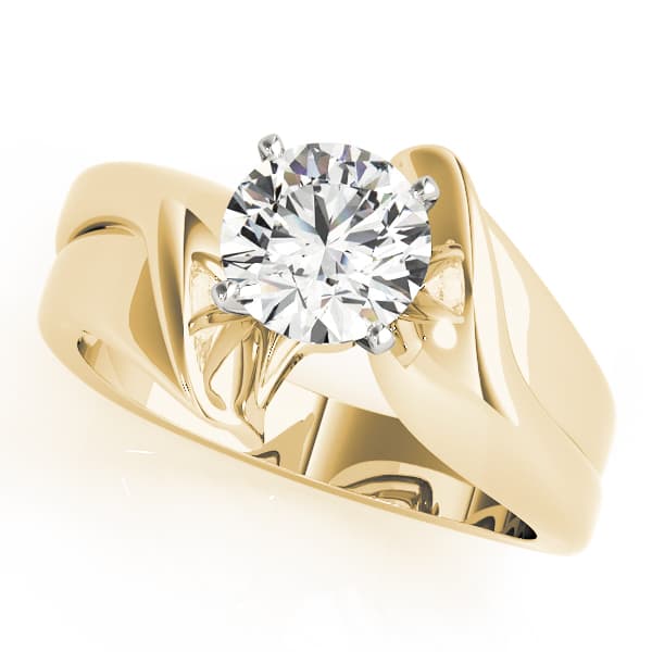 Solitaire Swirl Engagement Ring, style 81992, Front view in yellow gold
