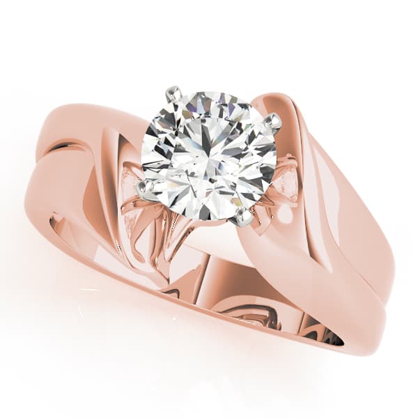 Solitaire Swirl Engagement Ring, style 81992, Front view in rose gold