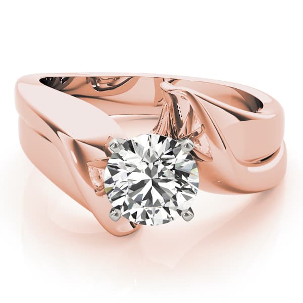 Solitaire Swirl Engagement Ring, style 81992, On hand view in rose gold