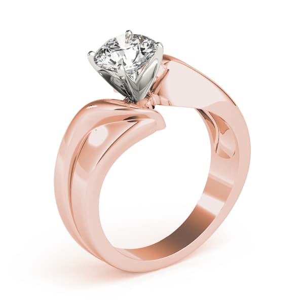 Solitaire Swirl Engagement Ring, style 81992, Top view in rose gold