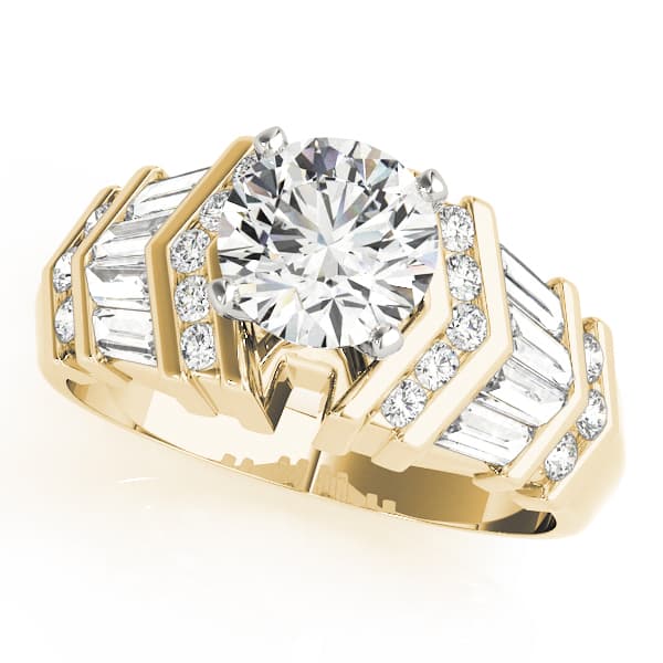 Fancy Shape Bague Engagement Ring, style 82001, Front view in yellow gold