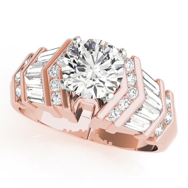 Fancy Shape Bague Engagement Ring, style 82001, Front view in rose gold
