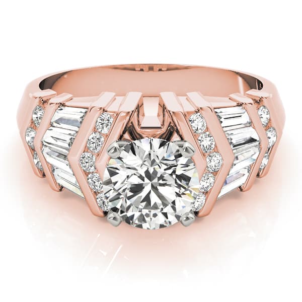 Fancy Shape Bague Engagement Ring, style 82001, On hand view in rose gold