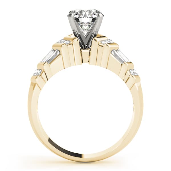 Fancy Shape Bague Engagement Ring, style 82001, Side view in yellow gold