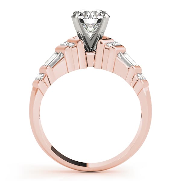 Fancy Shape Bague Engagement Ring, style 82001, Side view in rose gold