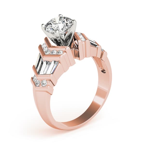 Fancy Shape Bague Engagement Ring, style 82001, Top view in rose gold