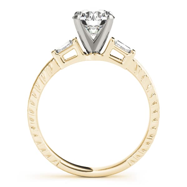 3-Stone Side Baguette Engagement Ring, style 82005, Side view in yellow gold