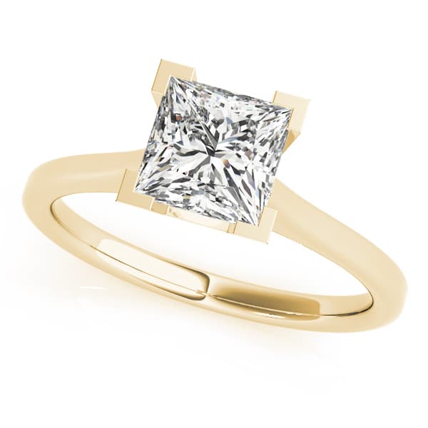 Solitaire Princess Engagement Ring, style 82022, Front view in yellow gold