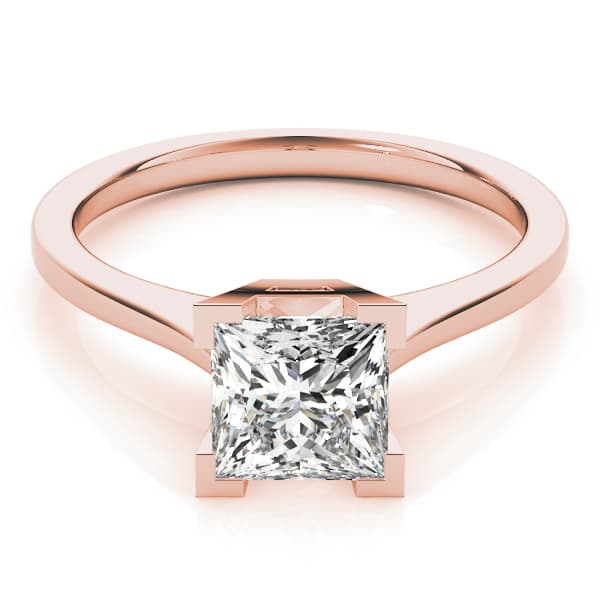 Solitaire Princess Engagement Ring, style 82022, On hand view in rose gold