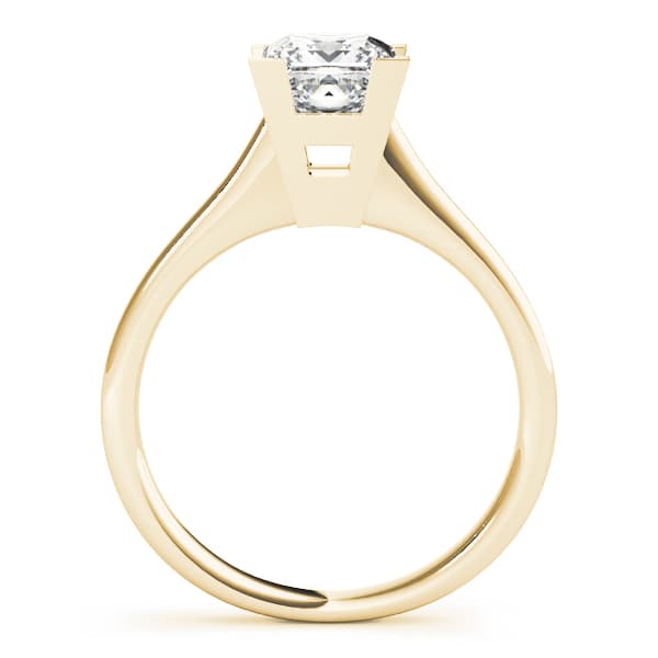 Solitaire Princess Engagement Ring, style 82022, Side view in yellow gold