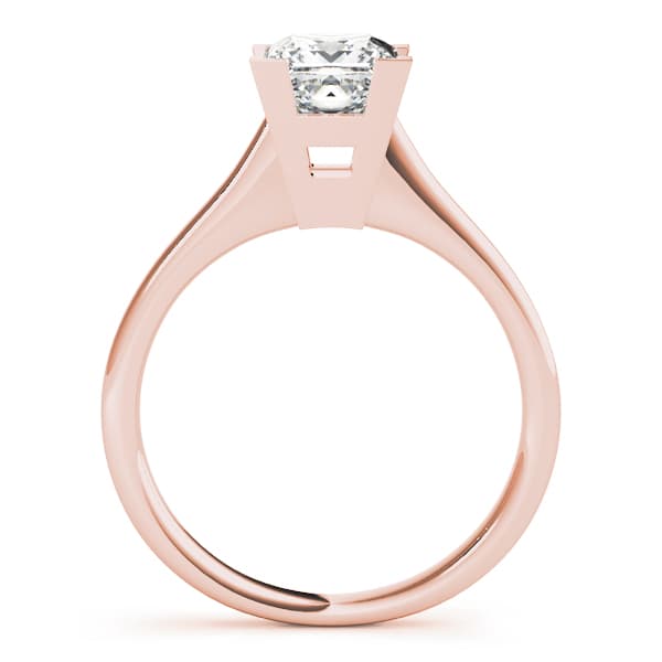 Solitaire Princess Engagement Ring, style 82022, Side view in rose gold