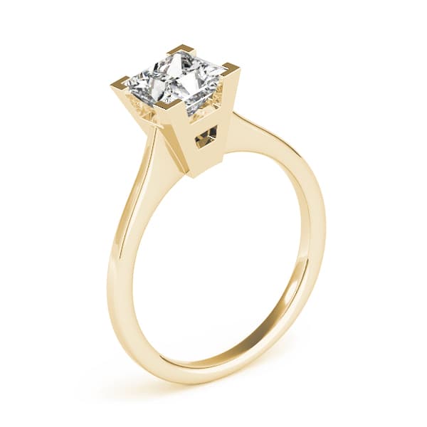 Solitaire Princess Engagement Ring, style 82022, Top view in yellow gold