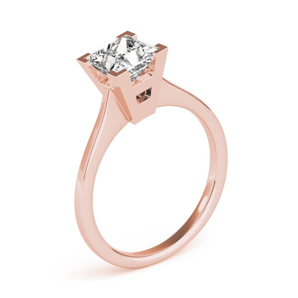 Solitaire Princess Engagement Ring, style 82022, Top view in rose gold
