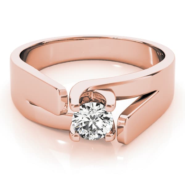 Solitaire Trellis Engagement Ring, style 82024, On hand view in rose gold