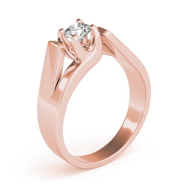 Solitaire Trellis Engagement Ring, style 82024, Top view in rose gold