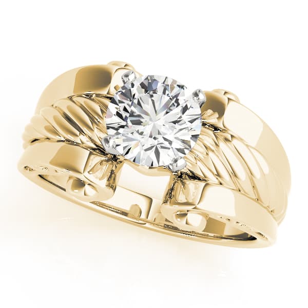 Vintage Solitaire Engagement Ring, style 82028, Front view in yellow gold