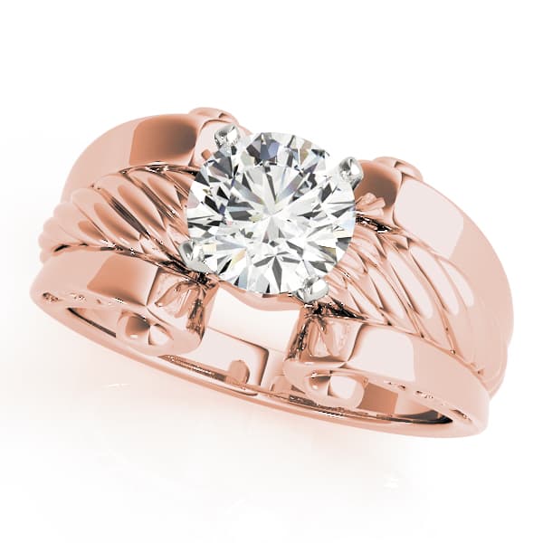 Vintage Solitaire Engagement Ring, style 82028, Front view in rose gold
