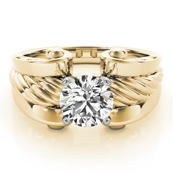 Vintage Solitaire Engagement Ring, style 82028, On hand view in yellow gold