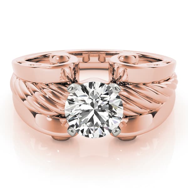 Vintage Solitaire Engagement Ring, style 82028, On hand view in rose gold
