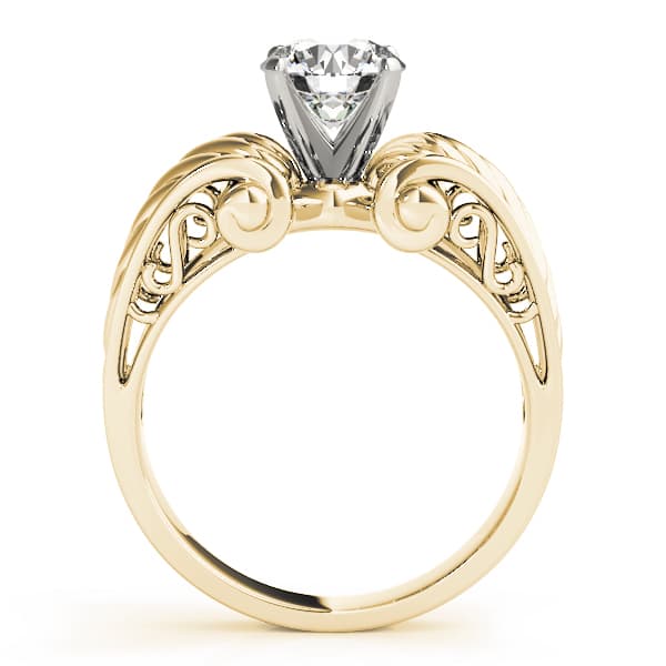 Vintage Solitaire Engagement Ring, style 82028, Side view in yellow gold