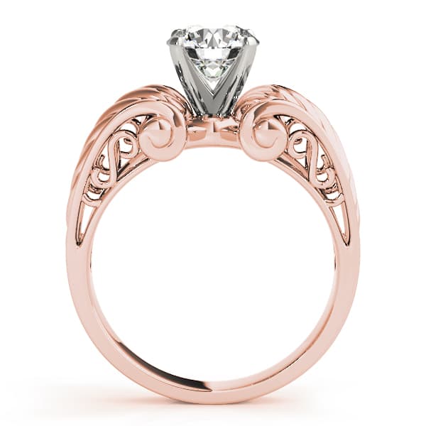 Vintage Solitaire Engagement Ring, style 82028, Side view in rose gold