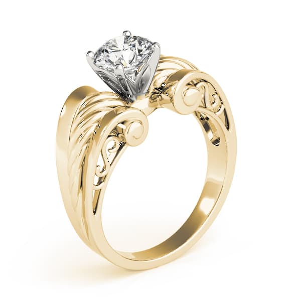 Vintage Solitaire Engagement Ring, style 82028, Top view in yellow gold