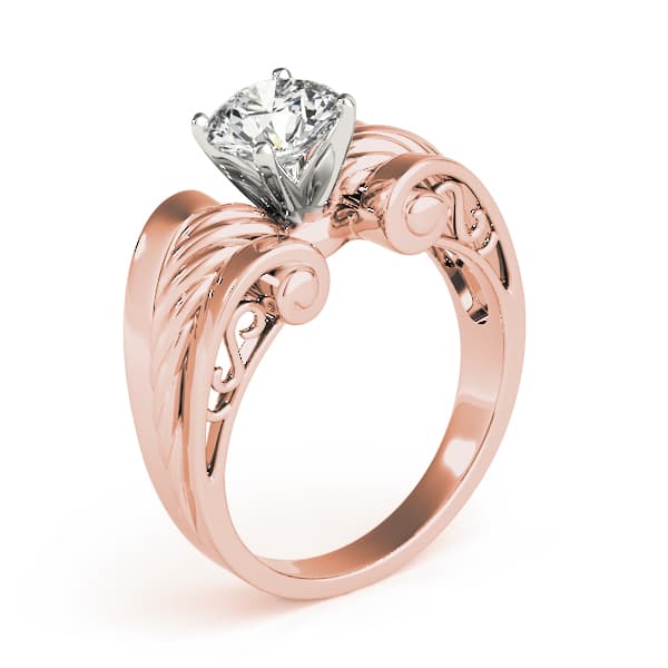 Vintage Solitaire Engagement Ring, style 82028, Top view in rose gold