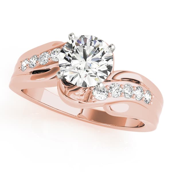 Bypass Swirl Prong Set Engagement Ring, style 82031, Front view in rose gold