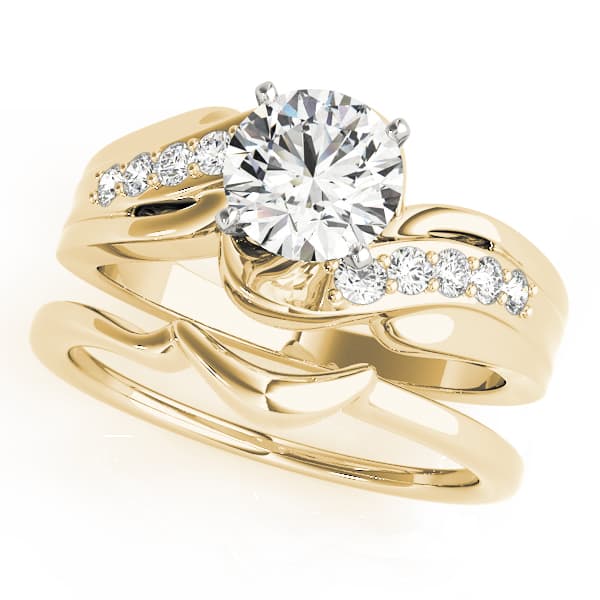 Bypass Swirl Prong Set Engagement Ring, style 82031, On hand view in yellow gold