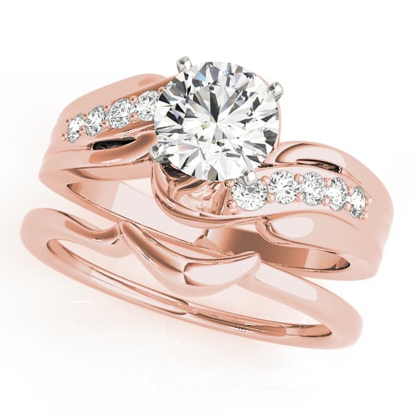 Bypass Swirl Prong Set Engagement Ring, style 82031, On hand view in rose gold