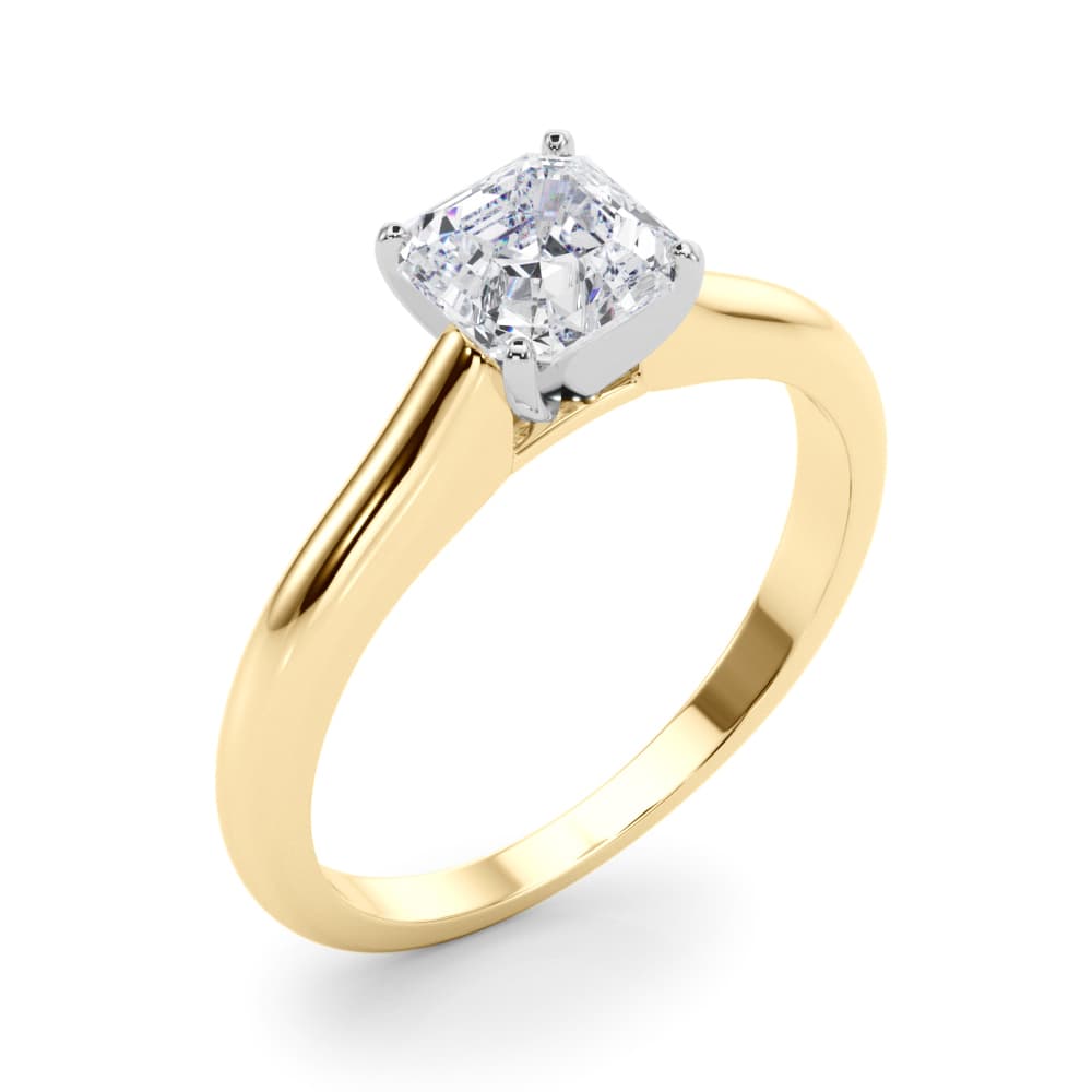 Cathedral Solitaire Engagement Ring, style 82043, Angle view in yellow gold
