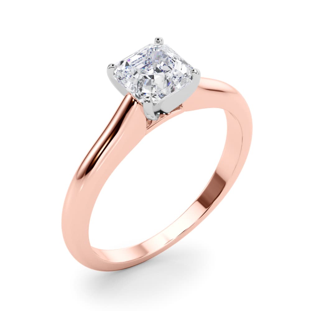 Cathedral Solitaire Engagement Ring, style 82043, Angle view in rose gold