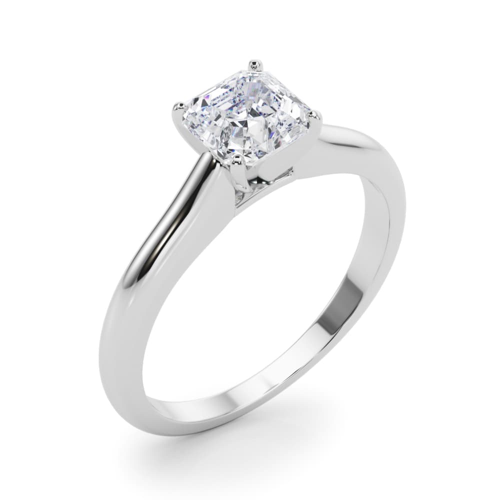 Cathedral Solitaire Engagement Ring, style 82043, Angle view in white gold or platinum