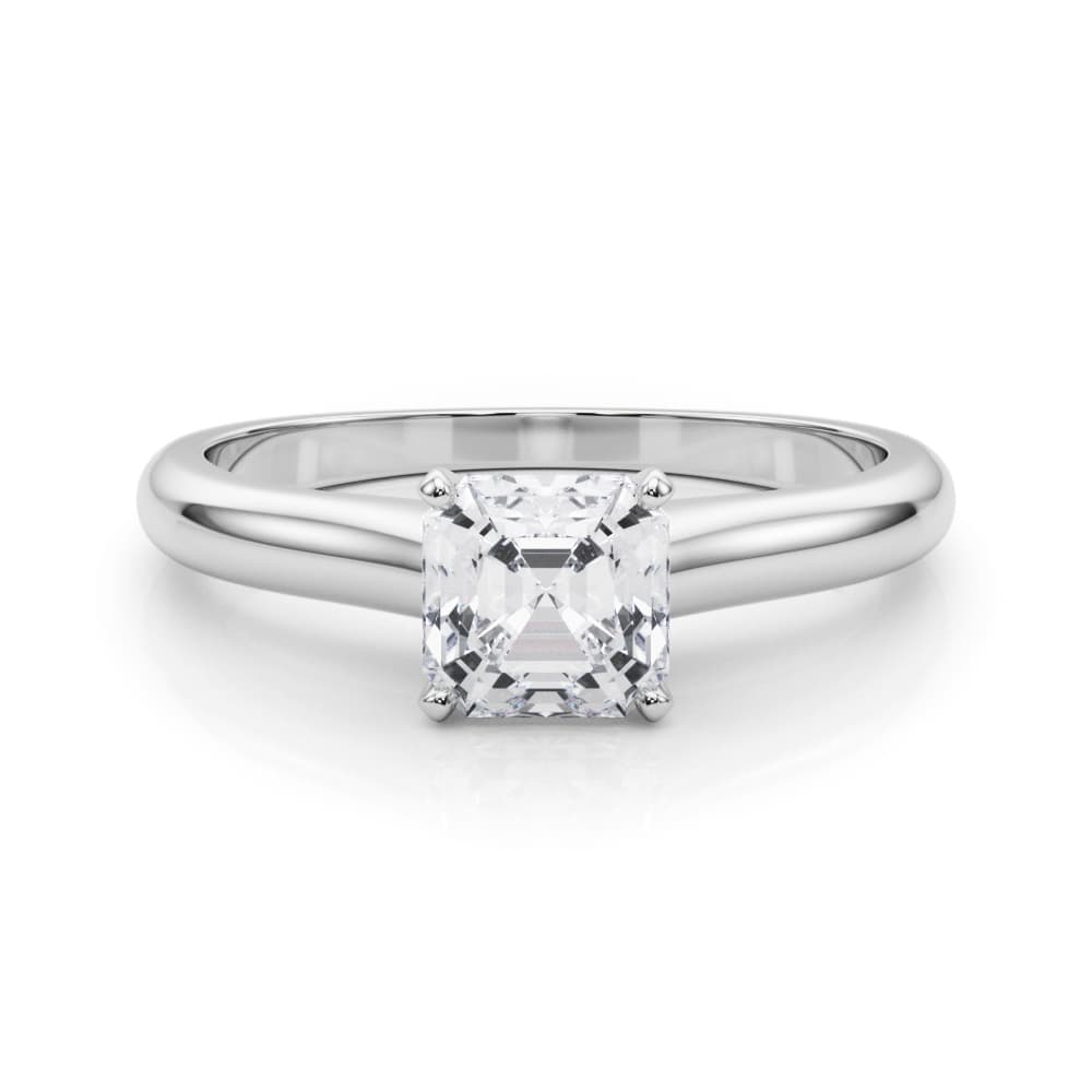 Cathedral Solitaire Engagement Ring, style 82043, On hand view in white gold or platinum