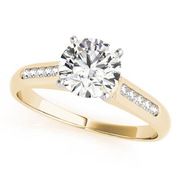 Channel Set Single Row Engagement Ring, style 82044, Front view in yellow gold